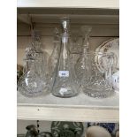 6 decanters and 3 jugs - mainly lead cystal