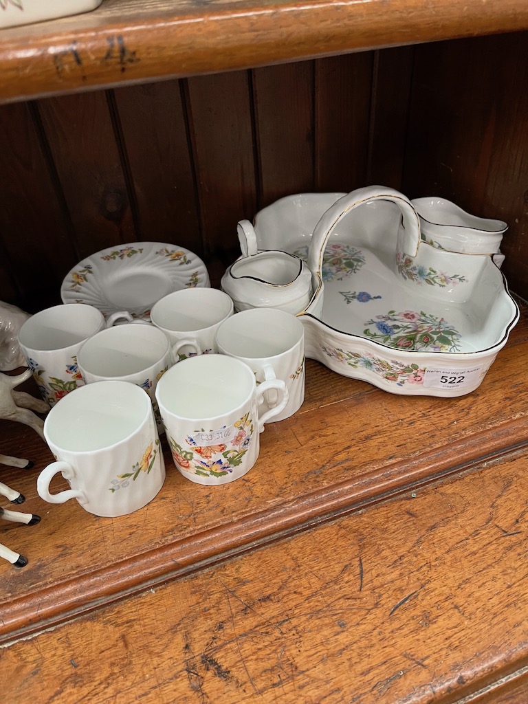 Aynsley china - Wild Tudor strawberry set and 6 Cottage Garden coffee cans and saucers