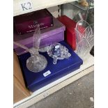A collection of cut crystal and glass including Royal Doulton, whiskey tumblers, glass bowl, vase