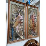 A pair of Art Nouveau style mirrors "Summer" & "Autumn", pine frames, 40cm x 87cm each.
