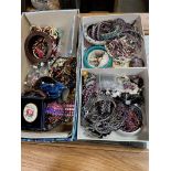 3 boxes of costume jewellery to include enameled box, etc.