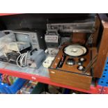 A selection of electronics to include a vintage Sharp GF555, a PrinzSound TR11 cassette recorder,