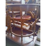 A 1920s oak demi-lune side table with drawer.