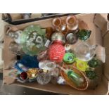 Box of coloured glassware