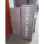 Two sets of Bisley metal filing drawers.