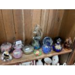 12 glass paperweights including Langham, Mdina, Caihness etc
