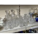 Lead crystal - 5 decanters and drinking glasses including 6 Webb Corbett tumblers in the Clifton