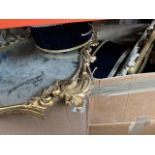 2 large boxes of various items including gilt framed mirror, sconces, ornaments, etc.