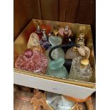 A selection of scent perfume bottles to include cut glass, etc.