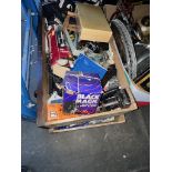 2 wooden drawer containing various items including tools, garageware, woodworking tools, etc.