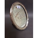 A large hallmarked silver oval mirror, Chester 1913.