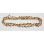 Two 9ct gold rope twist bracelets, length 17cm each, wt. 6g in total.