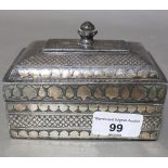 Indian Bidriware box, inlaid with white metal.