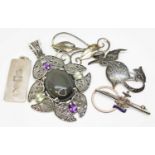 Assorted hallmarked silver and white metal jewellery, gross wt. 89.3g.