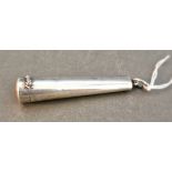 A hallmarked silver cheroot, Stokes & Ireland Ltd, Chester, 1911, gross wt. 18.4g.