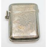 A silver vesta case "Seamless-Nonchoke" by S Mordan & Co, London 1912, length 48mm, wt. 47.2g.