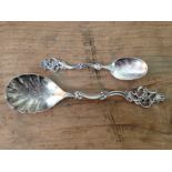 Two Norwegian silver spoons, by Thorvald Martinsen (1900-1925), marked 830S Norway.