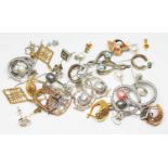 Assorted silver, silver gilt and white metal earrings, gross wt. 67.5g.