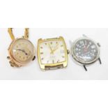 A hallmarked 9ct gold wristwatch and two others.