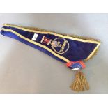 Sons of Temperance - Masonic neck sash with gilt decoration and a hallmarked silver and enamel badge