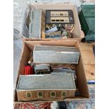 2 boxes of model railway buildings and accessories etc.