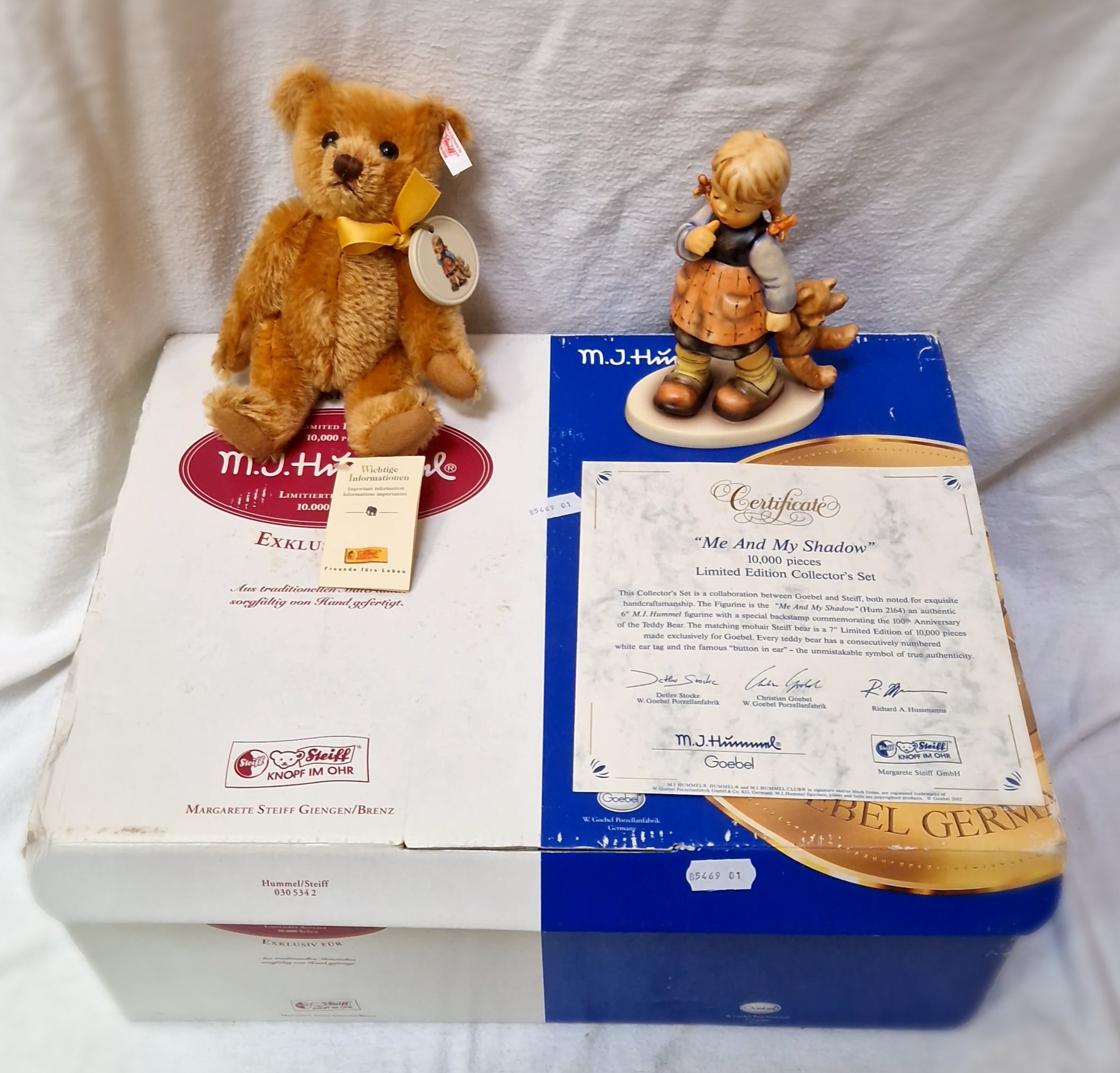 A Steiff Limited Edition for Hummel ‘Me And My Shadow', with certificate and original box.