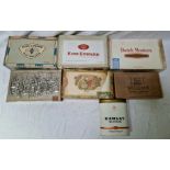 A collection of various cigars including sealed boxes, cuban cigars.
