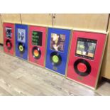 Five Pink Floyd associated framed vinyl singles comprising Roger Waters Radio Waves, What God