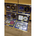 A group of six Pink Floyd and associated framed CDs comprising The Division Bell, Delicate Sound