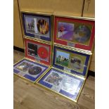 A group of six Pink Floyd and associated framed CDs comprising Wish you were Here, Atom Heart Mother