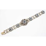 An Austrian/Hungarian bracelet set with blue paste and pearls, Pest essay and 0.750 silver mark