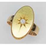 A Scottish 18ct gold diamond ring, the old cut stone weighing approx. 0.08cts, set within an oval