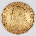 Victoria Old Head sovereign London Mint 1895.