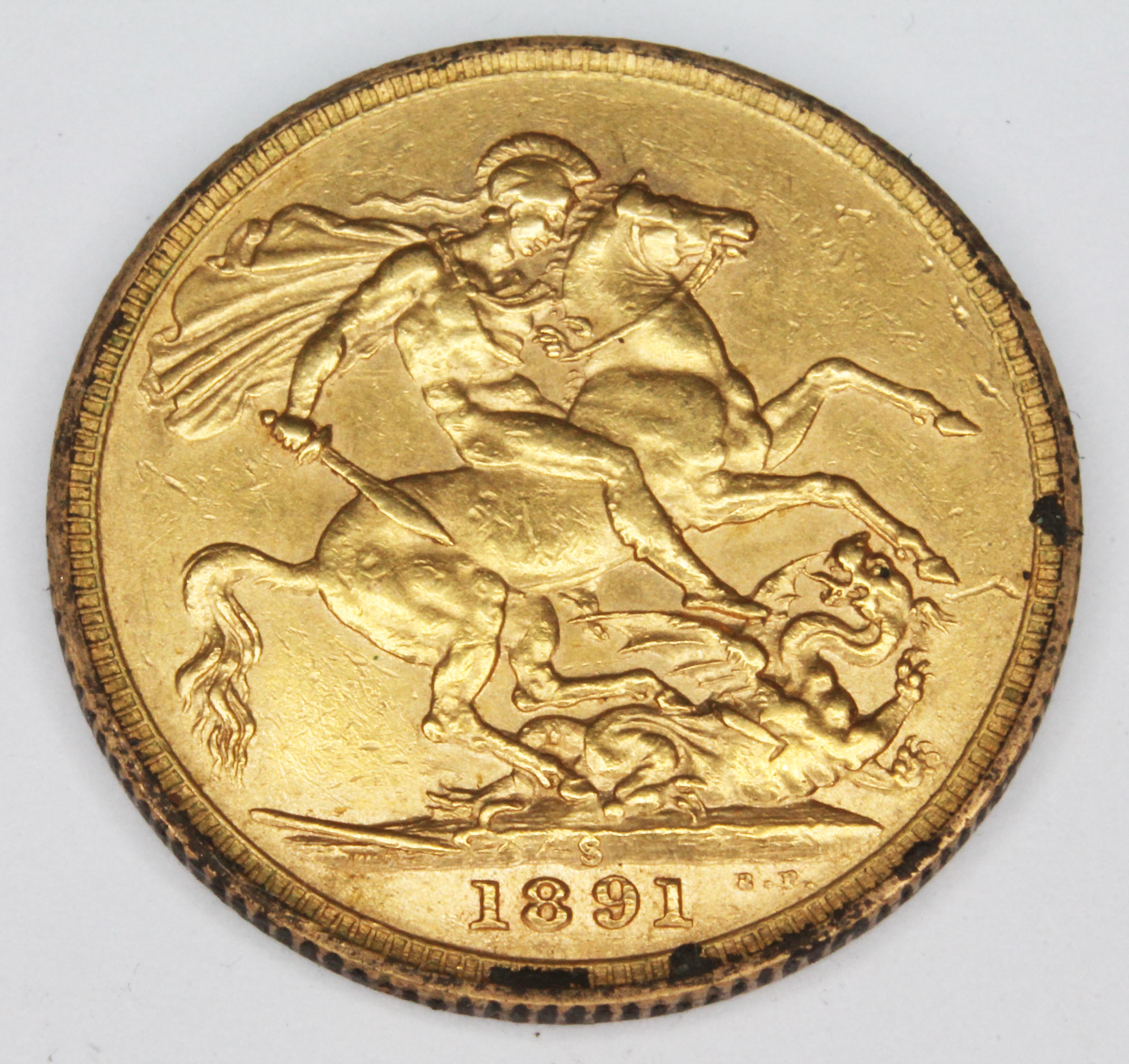 Victorian long tail sovereign 1891. - Image 2 of 2