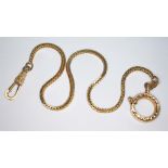 A 9ct gold Albertina watch chain with bolt ring clasp, 9ct gold import marks, length 26cm, wt. 6.8g.