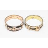 Two Victorian/Edwardian mourning rings, one set with seed pearls and hallmarked for Charles