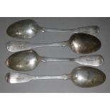 Two pairs of George IV silver desert spoons, sponsor's marks 'WE' & 'WC', both London, 1826 &