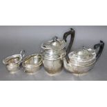 A George V four piece silver tea set, Josiah Williams & Co, London 1920/23, gross wt. 26ozt.