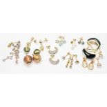 A mixed lot of earrings comprising seven pairs hallmarked 9ct gold or marked similarly wt. 18.5g,