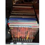 A box of vinyl LP records, various artists, mostly 1960s/70s and 80s.