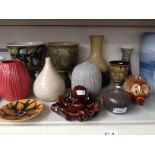 12 items of studio pottery including 3 by Alvingham Pottery and one Rachel Dormor piece