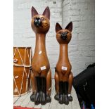 2 large wooden cats
