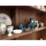 9 items of Poole pottery, Dartmouth glug jug etc