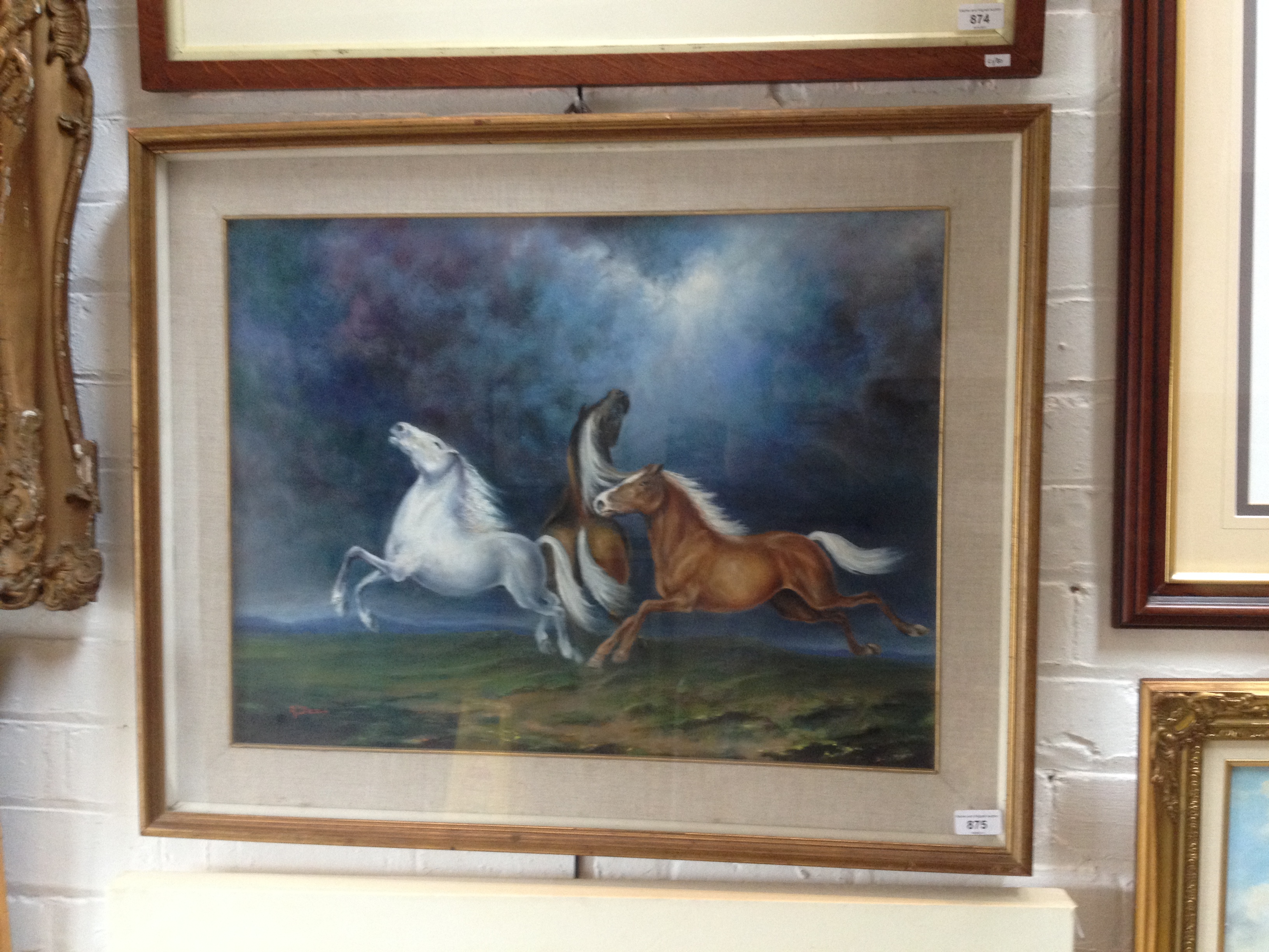 20th century school, oil on canvas, horses, 63cm x 47cm, signed 'A Dexl ' to lower left, framed