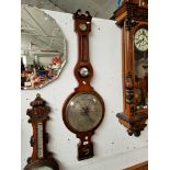 A George III mahogany cased barometer by Stokes, Blackburn (thermometer missing).