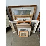 Various pictures and prints to include a pastel by Mike Lord, signed 'M Lord 1990' and titled 'Crag'