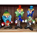 Three Murano glass clowns