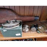 5 fishing reels to include Mitchell 300A, a bakelite type vintage reel, a Maxima and 2 others.