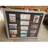 An Only Fools and Horses framed display comprising five Bank of Peckham bank notes and seven