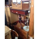 Four pieces of furniture; a pine chest of drawers, a 19th century mahogany pedestal tea table, an